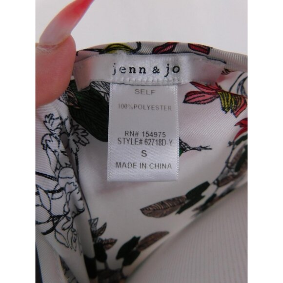 jenn & jo Dress Womens Small White Floral Wrap V-Neck Short Sleeve Tie Waist - Picture 10 of 11